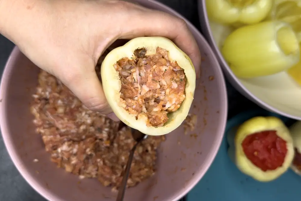 Umple ardeii cu carne tocata si orez